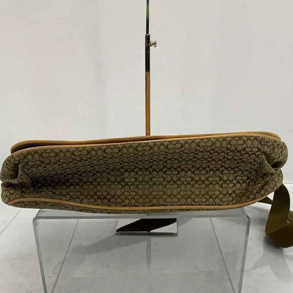 Coach Designer Tan Signature Jacquard Leather Messenger Laptop Bag Briefcase - Picture 4 of 5